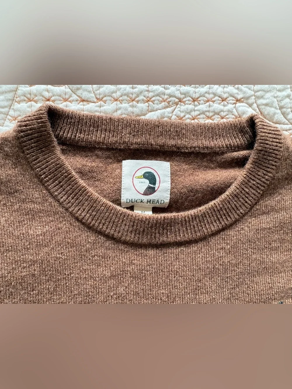 Duck Head Brown Crewneck Sweater with Flying Ducks Motif
